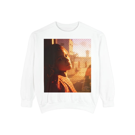 Vintage-Inspired Unisex Sweatshirt with Artistic Portrait